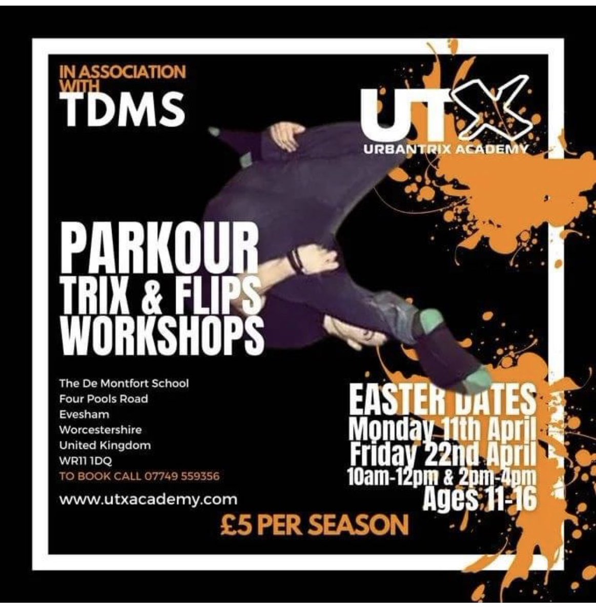 Try something new this Easter Hols. Our fabulous <a href="/SG_SouthWorc/">SW School Games</a> has organised some Parkour workshops at <a href="/TDMS_Evesham/">TDMS</a> ! Full details below #schoolpartnerships