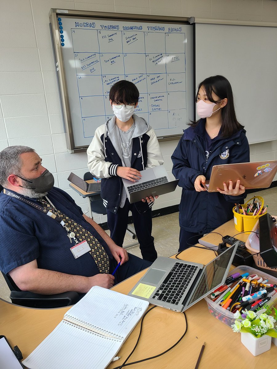 tesolwar's tweet photo. G7 pitching ideas to Mr. Boland, our MS AP. Stuco students are working hard make our school better. #kisj #studentcouncil #kisjMSDragons https://t.co/Y7XUK3CqIx