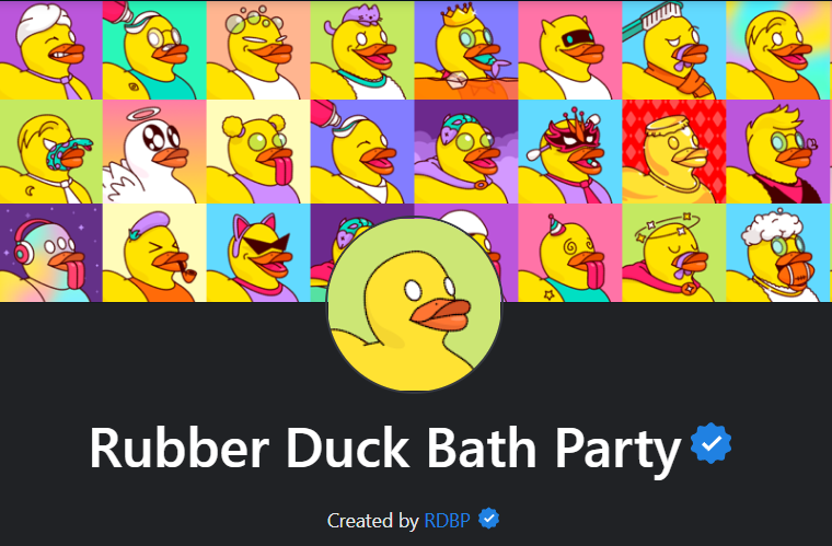 BullsEyeCT's tweet photo. Super Quackish on @RubberDuckBP Congratulations to @Jishai @thegalshir @LazyLizzyyyy and all involved on this epic milestone for the duckies fam! #Verification #opensea #bluechip #nft #RDBP #Bathparty
Opensea Collection:
https://t.co/JkeDe4VYHK
Discord:
https://t.co/s4zi26Doj6 https://t.co/NuCQGStRZJ