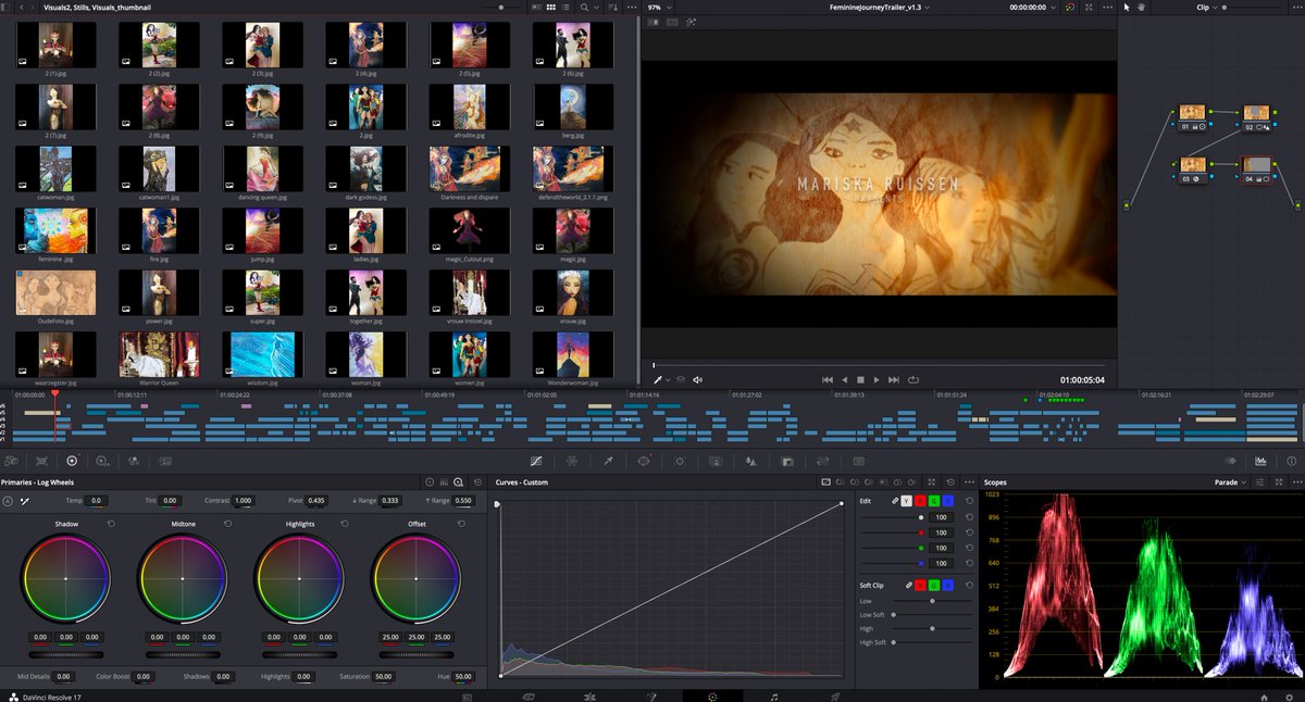 In een korte trailer van 2,5 minuut kan een boel werk zitten. In deze case het project Feminine Journey voor Coach Mariska Ruissen. Randvoorwaarden: aangeleverde tekst moet erin, de 23 getekende en geschilderde kunstwerkjes en het moet een epische en heroïsche sfeer hebben.