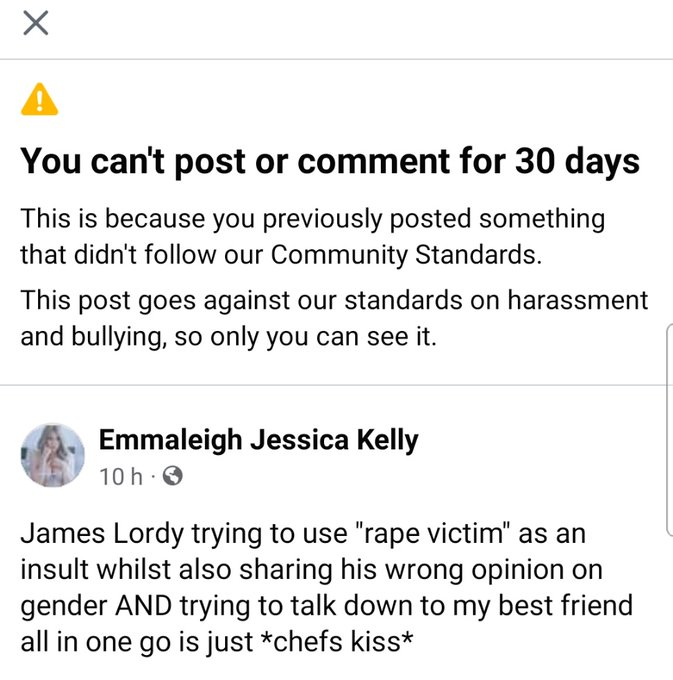 Someone on Facebook: being transphobic, misogynistic, self entitled and uses "rape victim" as an insult