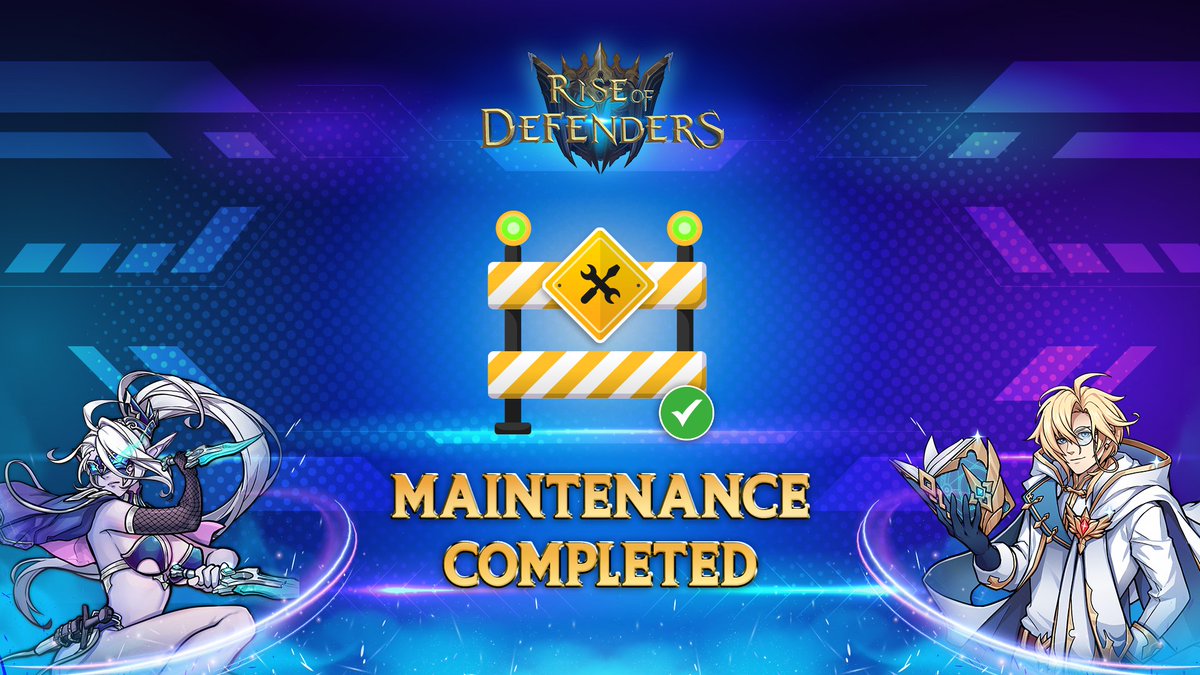Rise of Defenders Secure Account (@defendersrise) on Twitter photo ✅MAINTENANCE COMPLETED✅
We would like to announce that the weekly maintenance process is completed. We have fixed the game bugs & improved the anti-hacking system.
👉Download below
🖥PC:
mainnet.static.risedefenders.io/installer/rod_…
📱Android:
mainnet.static.risedefenders.io/installer/rod_…
#ROD #RDR #Riseofdefenders ✅MAINTENANCE COMPLETED✅
We would like to announce that the weekly maintenance process is completed. We have fixed the game bugs & improved the anti-hacking system.
👉Download below
🖥PC:
mainnet.static.risedefenders.io/installer/rod_…
📱Android:
mainnet.static.risedefenders.io/installer/rod_…
#ROD #RDR #Riseofdefenders