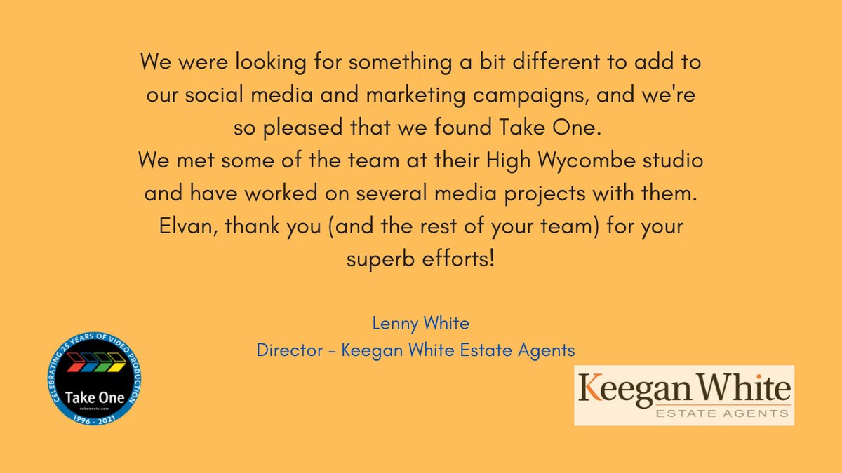 takeonetv's tweet photo. Massive thanks to @keeganwhite_ for your lovely feedback.
If you have a #videoproject you'd like some help with creating, we welcome a conversation.
#happyclient #happycustomer #testimonial #takeonetv #videomarketing https://t.co/bvXmgqHoNZ