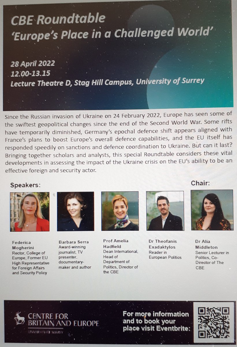 Thrilled to announce roundtable discussion on Europe's future, featuring Federica Mogherini <a href="/FedericaMog/">Federica Mogherini</a> (Former EU High Repr. for Foreign Affairs) &amp; <a href="/BarbaraGSerra/">Barbara Serra</a> (journalist, author, ex AlJazeera, SkyNews, BBC), alongside high profile scholars from our research centre 👇👇