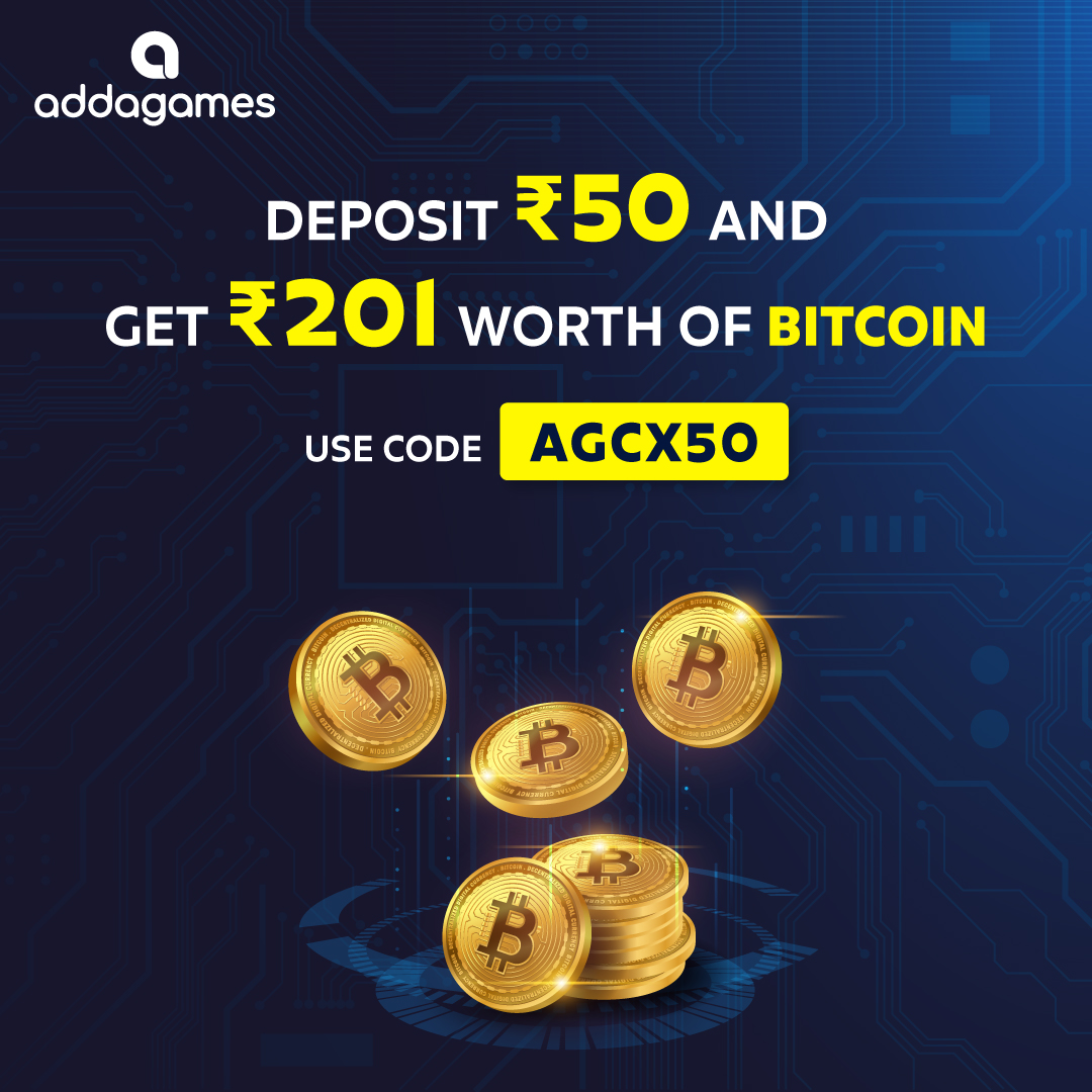 PlayAddaGames's tweet photo. We know you don't want to miss out on Bitcoins😍 use code "𝗔𝗚𝗖𝗫𝟱𝟬" and make a deposit now😎
.
#addagames #Bitcoin #Bitcoin2022 #bitcoins #cryptocurrencies #cryptotrading https://t.co/wUClWrxRaI