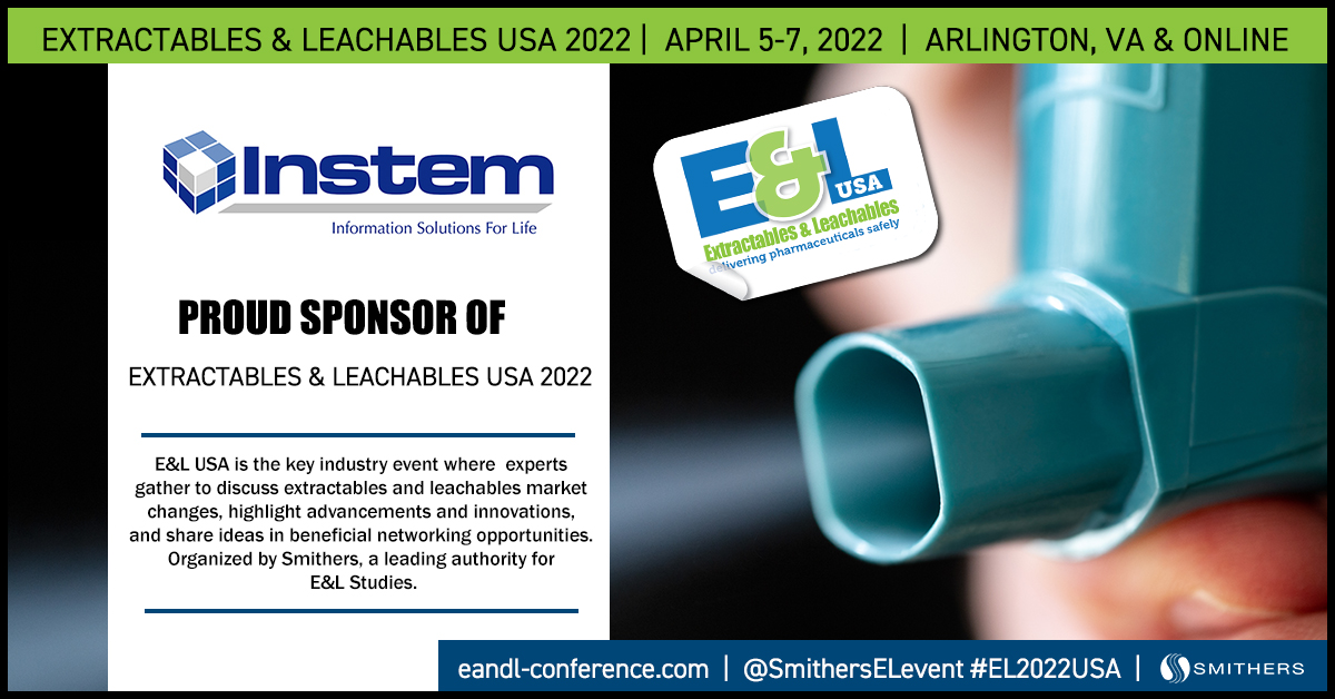 We’re delighted to support this week’s E&amp;L Conference.  Visit our virtual booth or catch up with Senior Research Scientist, Dr. Candice Johnson in person. Candice will be onsite presenting ‘In silico assessment of biomolecule reactivity with leachables’  <a href="/SmithersELEvent/">ExtractableLeachable</a>