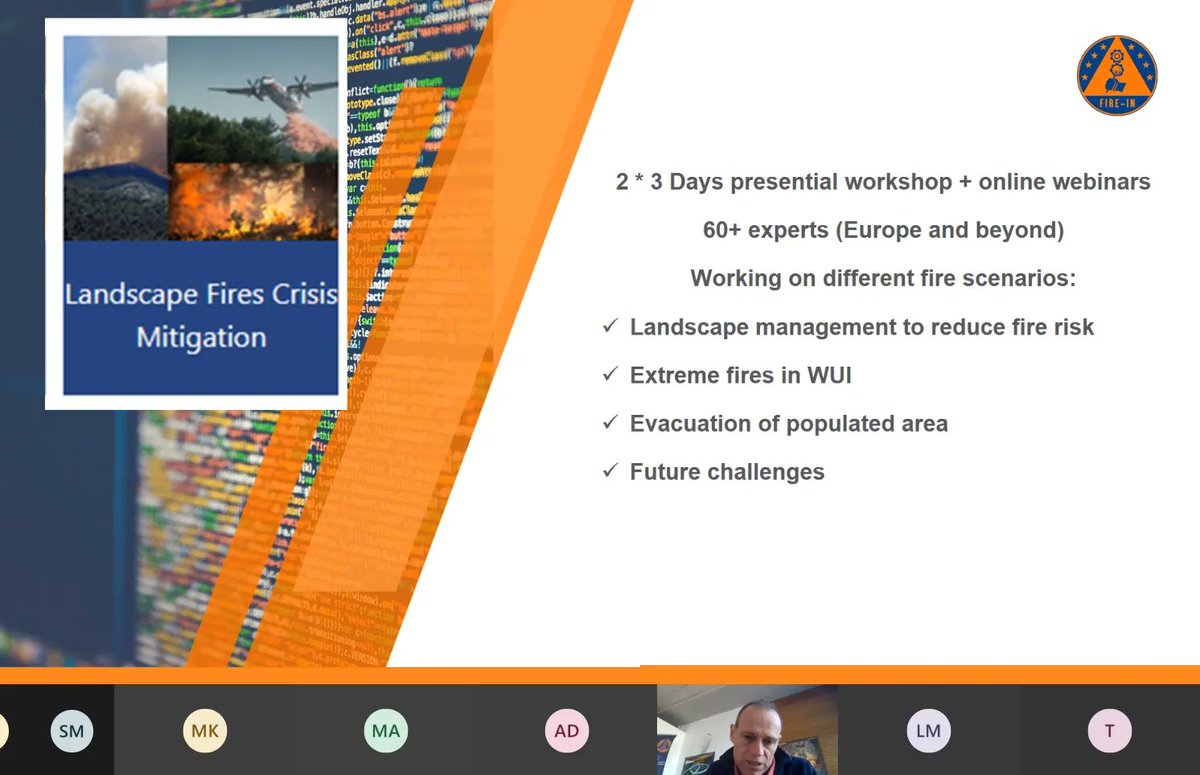 firelogue's tweet photo. Sebastian Lahaye from @Safe_Cluster presents @FIREINProject at the first day of the Wildfire Risk Management Project Clustering Event @REA_research https://t.co/0210gXiQzK