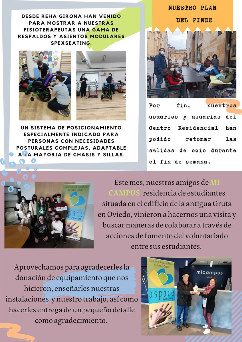 aspaceasturias's tweet photo. Os dejamos nuestro boletín de marzo, dónde os contamos un resumen de las noticias de nuestros centros. @ConfeAspace #SomosASPACE #Oviedo #Asturias #paralisiscerebral #inclusionuniversal https://t.co/3pdqHWqvHv