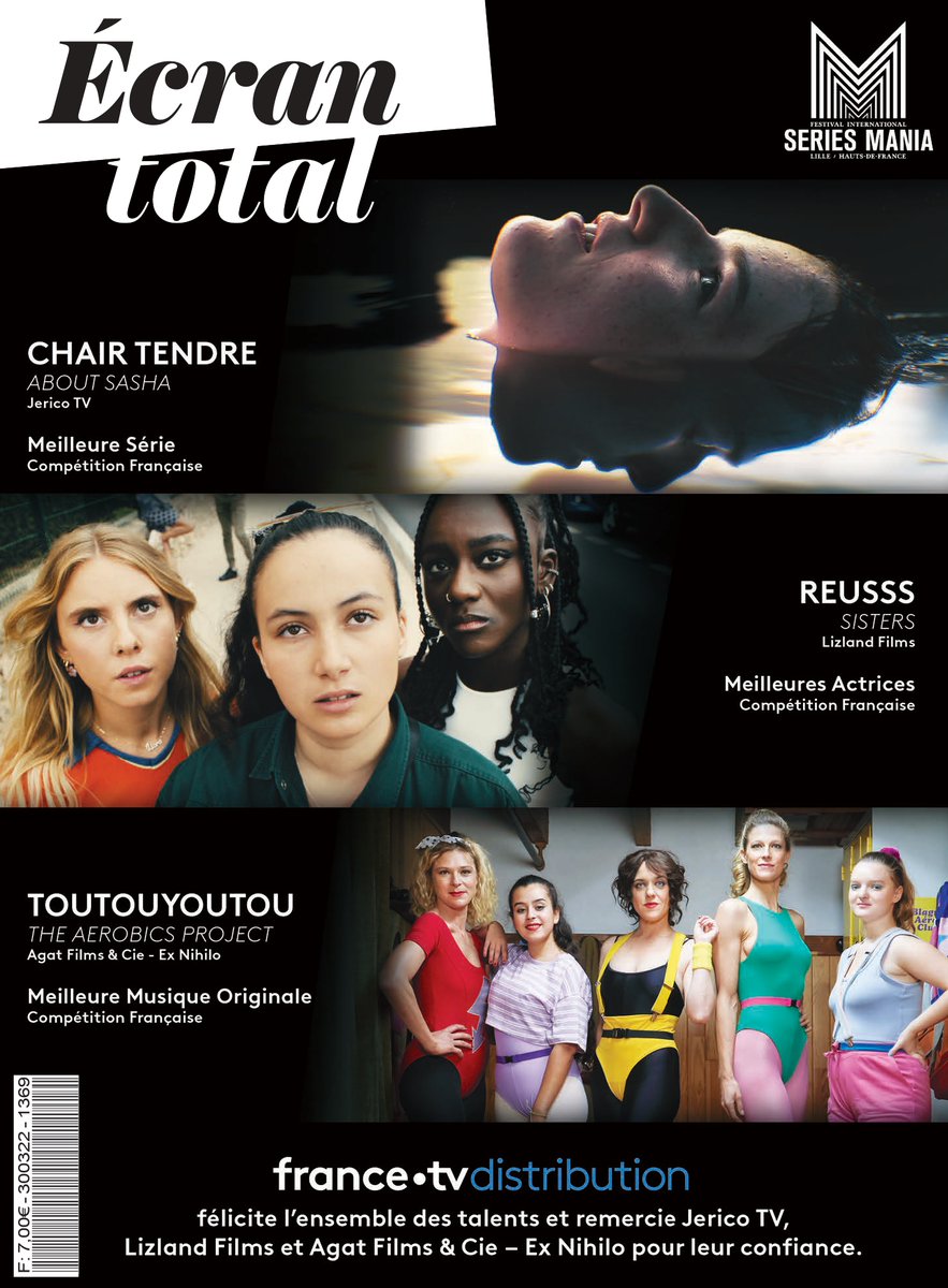 FranceTvDistrib's tweet photo. 🤩 @francetvdistrib on the cover of @ecrantotal!
So proud of our 3 awarded series @festseriesmania 🙌
🏆#AboutSasha Best Series Award 🇫🇷
🏆#Sisters Best Actresses Award 🇫🇷
🏆#TheAerobicsProject Best Original Music Award 🇫🇷
Thanks to @Agat_ExNihilo @JERICO_FILMS_TV @lizlandfilms https://t.co/N4rl9ijBJW