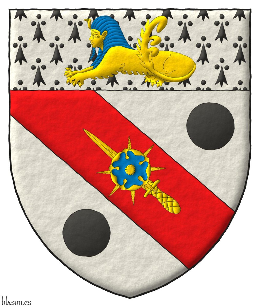 ntoniosalmeron's tweet photo. Coat of arms of Colonel (Ret.) Scott D. Whippo emblazoned by me.
_
Escudo de armas coronel retirado Scott D. Whippo pintado por mí.
_
#Bend #Between #Pellet #Dager #Rose #Compass rose #Chief #Sphinx https://t.co/7kjUCHfvoP