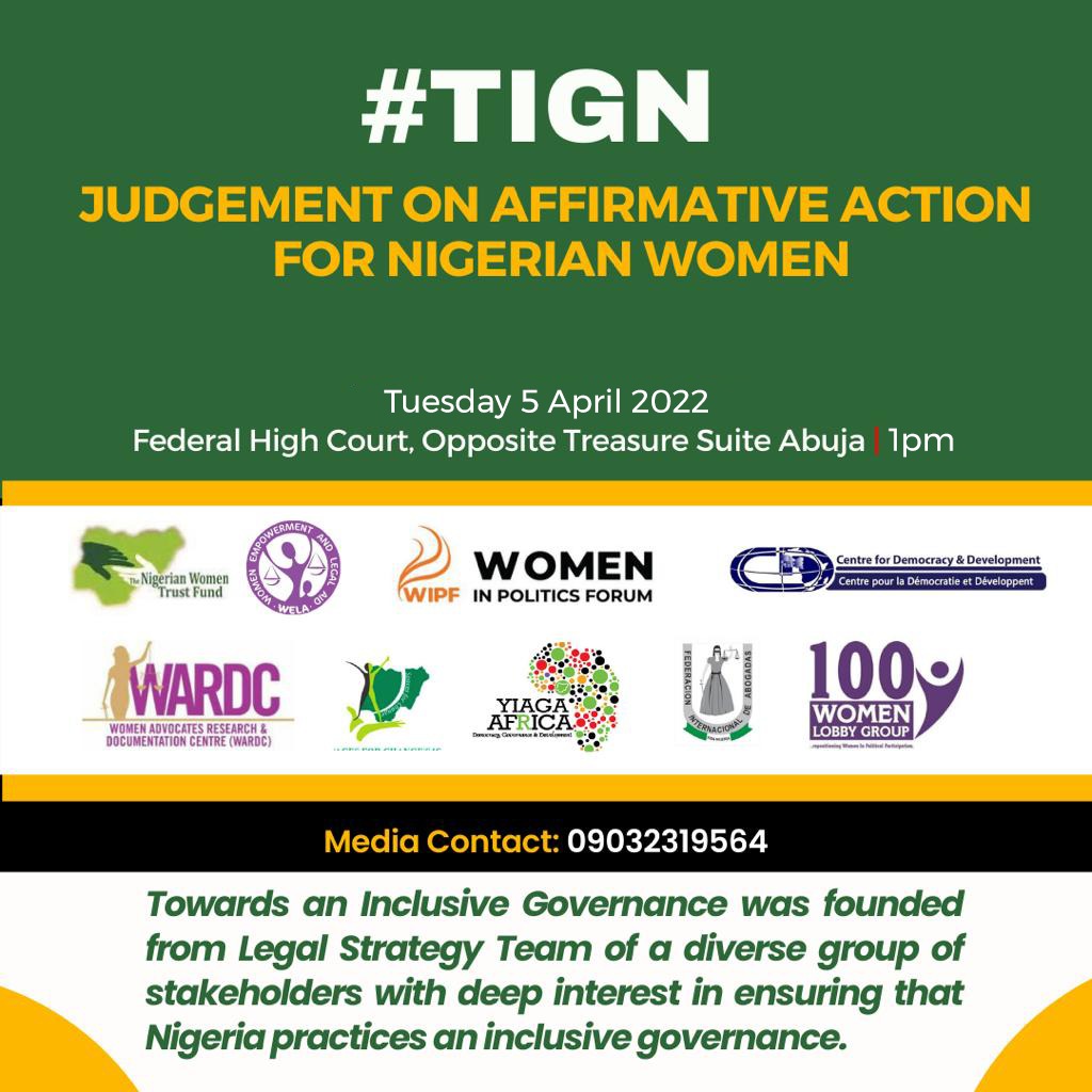 CDDWestAfrica's tweet image. Today, Nigerian women await the judgement of the Court with regards to the  interpretation of Section 42 of the 1999 constitution and others laws..

#TheConstitutionwewant 
#Affimativeaction 
#Equality