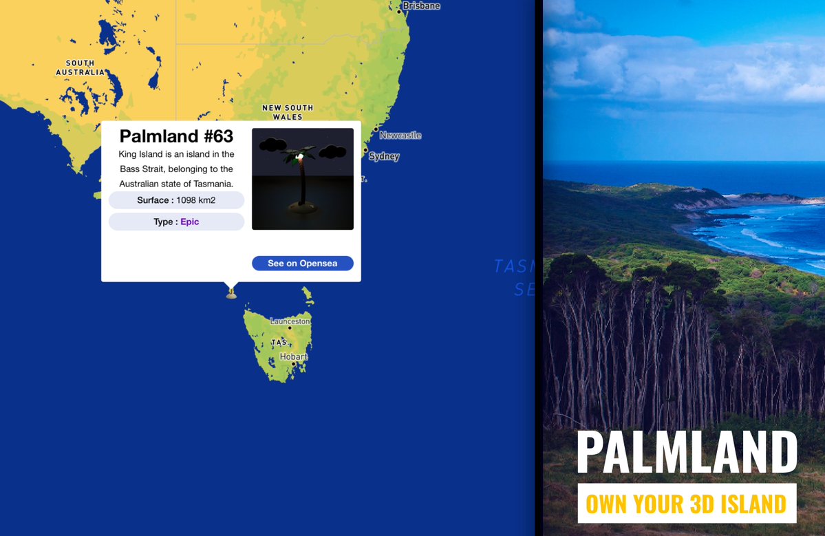 PalmLand4's tweet photo. 🏝️Having an island has never been easier! You too can be part of the privileged to own your own island🏝️ 

Floor price ➡️ 0.005 ETH

King Island: https://t.co/CX7vFGTsHm
Map: https://t.co/3EFp007r1I

#NFT #nftcollectors #OpenSeaNFT #Polygon #NFTProject #tasmania https://t.co/PexnlYsbgc