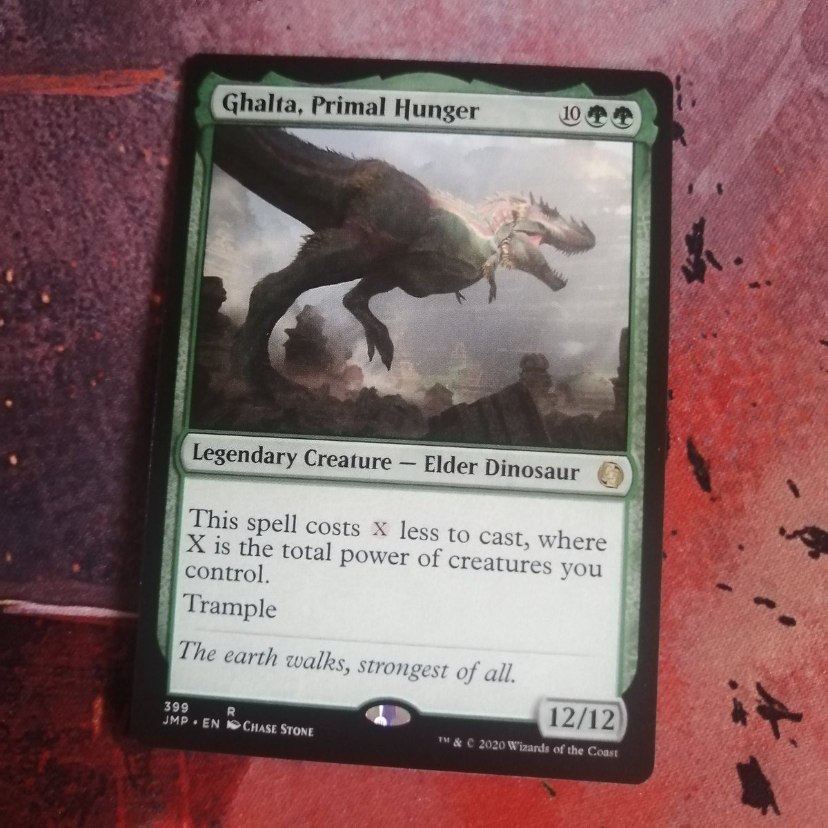 mtg_nicolas's tweet photo. Ghalta, Primal Hunger - 10🌳🌳 - rare

Type : Legendary Creature — Elder Dinosaur
Set : Rivals of Ixalan - RIX (130/205)
Illust by Chase Stone

#mtg #mtgcard #magicthegathering #magiccollection
#adayamtgcard #mtgcardoftheday  
@wizards_magic @Wizards_MagicEU @wizards_magicFR https://t.co/odBPBiSnVV