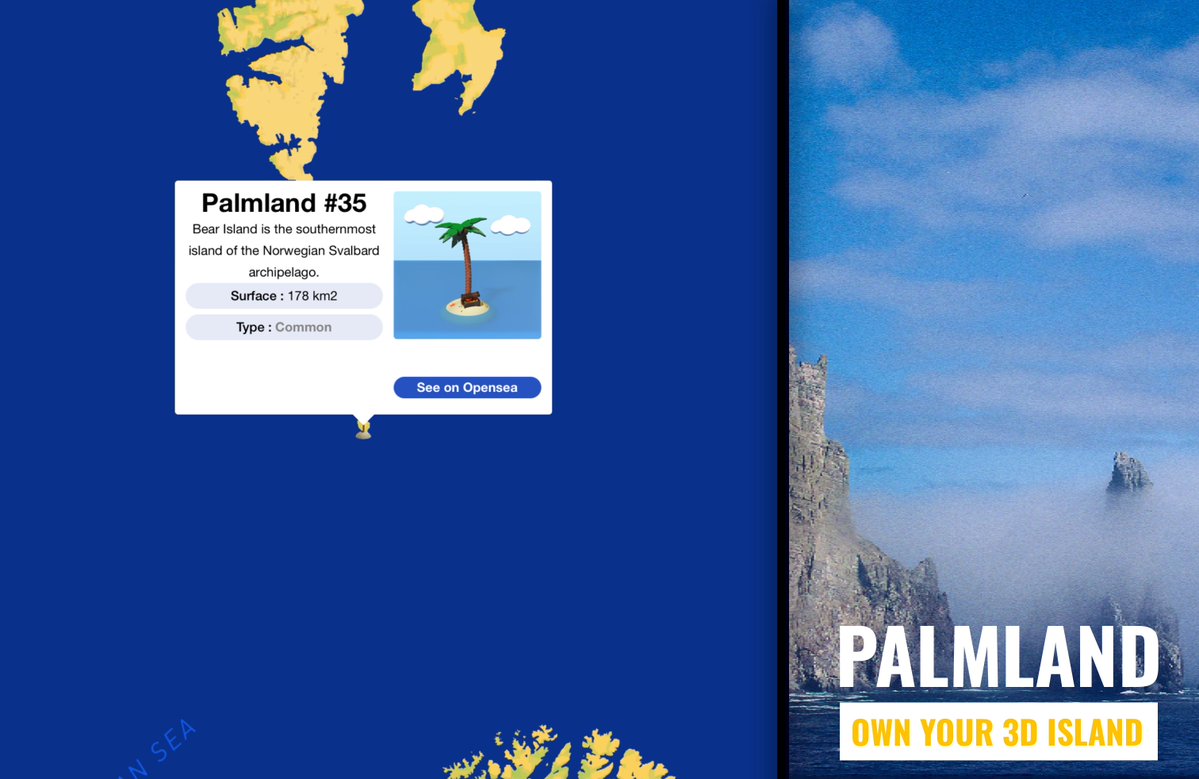 PalmLand4's tweet photo. 🏝️Get your Island on #opensea 🏝️ 

A collection of 99 nfts🗾

Bear island: https://t.co/9mhsdW5OvE
Map: https://t.co/3EFp007r1I

#Island #Polygon #NFTProject #NFTdrop #Norway https://t.co/Lft6RyAP7w