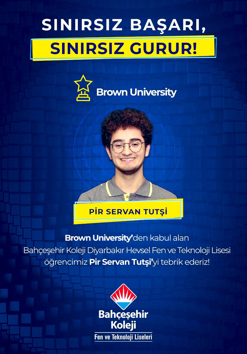 VuslatAkdogan's tweet photo. Bahçeşehir Koleji Diyarbakır Hevsel Kampüsü  2022 Yılı Amerika IVY LEAGUE University Kabullerimiz! 

⭐️ Pir Servan TUTŞİ - Brown University 

⭐️ Şerif Arjen DEMiR  - University of Pennsylvania 

⭐️ Emir AKAT  - Dartmouth Universtiy

Yolunuz açık olsun 👏🏻👏🏻❤️💙

@bahcesehir_k12 https://t.co/zz0n9vHIBj