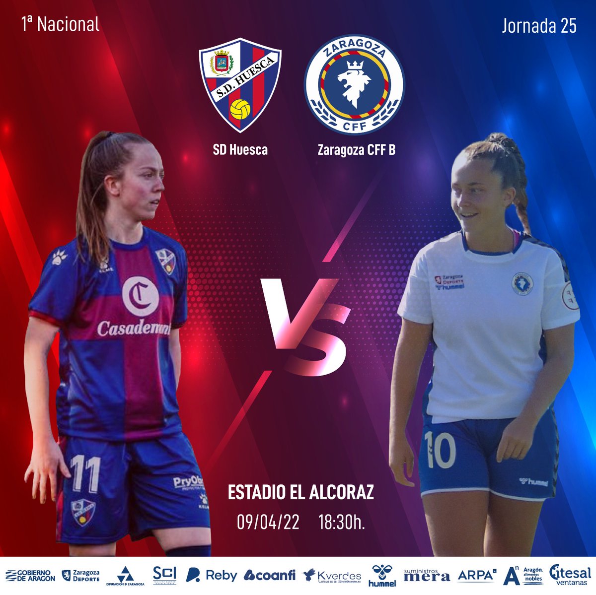 ZaragozaCFF's tweet photo. 🔵⚽️⚪ Filial

Este sábado tendremos derbi aragonés en #PrimeraNacional. Nuestro filial visita a la @SDHuescaFem desde las 18:30 horas

#PartidoporlaIgualdad
#FutbolFemenino 
#ZaragozaFemenino 
#ZaragozaCFF💙 https://t.co/ol6gDuvKZy