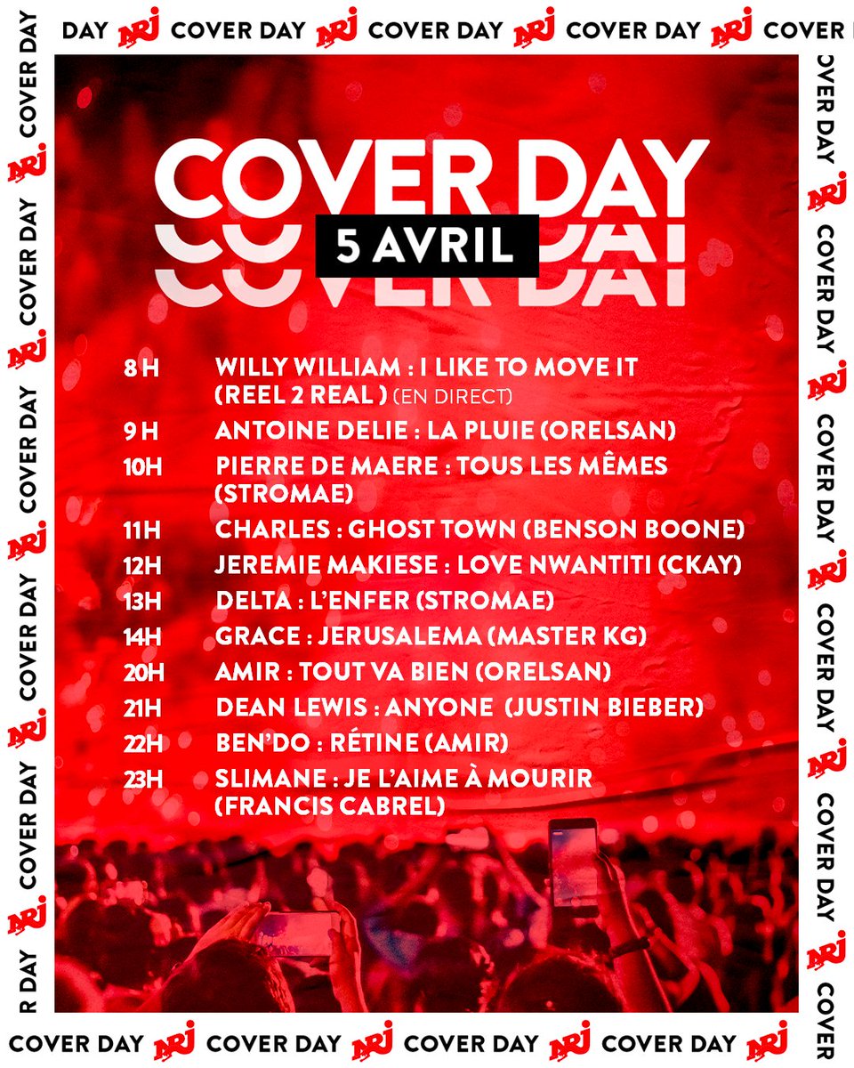 Ce 5 avril, c'est le Cover Day ! Branchez-vous sur NRJ pour écouter les meilleures reprises réalisées par vos artistes préférés et retrouvez les replays en vidéo sur bit.ly/NRJCoverDay2022❤️🎵 #NRJCoverDay #cover #musique #live