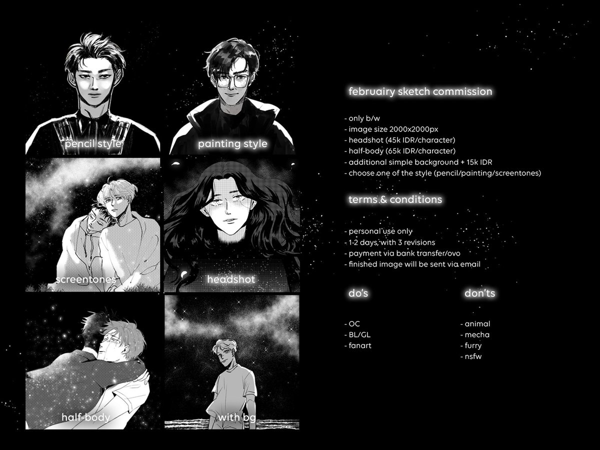 februairy's tweet photo. hello, im opening up local (🇮🇩) b/w sketch commission for 5 slots! for more info you can visit:  

🌙 https://t.co/ra5N0tl8iX

feel free to reach me through DM! https://t.co/BAyeMXlcrn