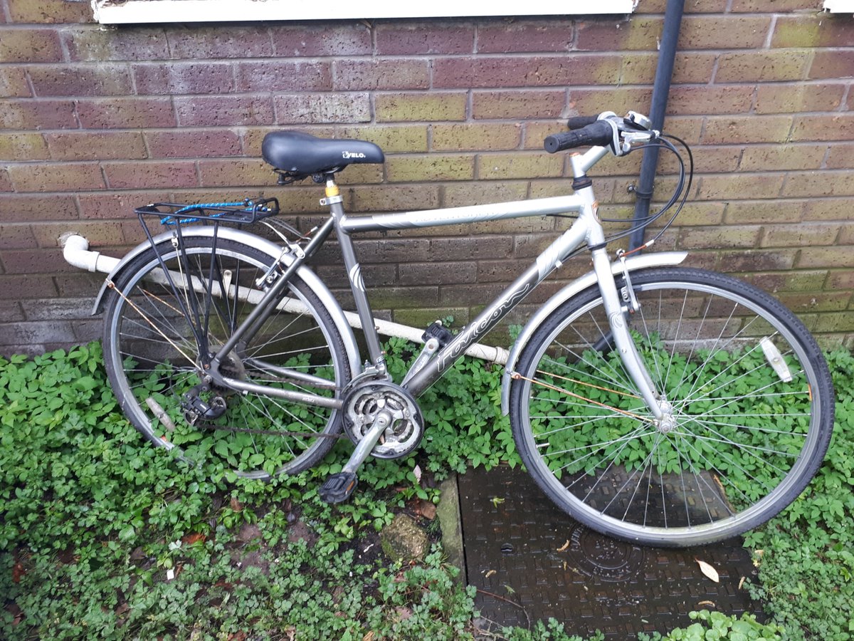 A bicycle has been left at Churchill Court for some time. Residents feel it may have been stolen. Is this your bike? It is a gents hybrid, medium sized Falcon Adventurer, in silver/ grey.
Please email PCSO Harwood at 
eric.harwood@cheshire.police.uk if this bike is yours.
#WeCare
