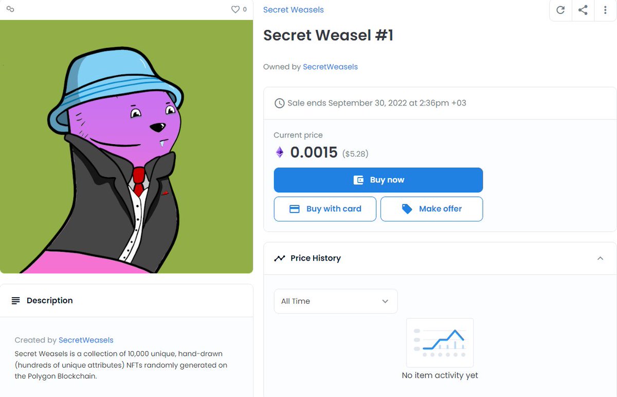 🚨 Announcement Alert 🚨

Only 1.000 of Secret Weasels will be on sale <a href="/opensea/">OpenSea</a> at 11th April ✨

Total  supply is 10.000 👀🤯

For 0.0015 ETH on Polygon

Opensea Collection:
opensea.io/collection/sec…

#NFT #NFTs #NFTProject #NFTCommunity #NFTCollection #nftcollector