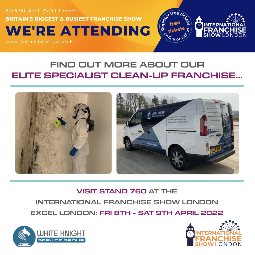 WhiteKnightHQ's tweet photo. We're really excited to be attending and exhibiting @FranchiseShowUK at the ExCeL London on Fri-Sat of this week - if you're looking for an exciting franchise opportunity where you can make a difference and earn great rewards, pay us a visit! ๐๐๐ค #IFS22 #IFSUK https://t.co/NqyrLUPp13