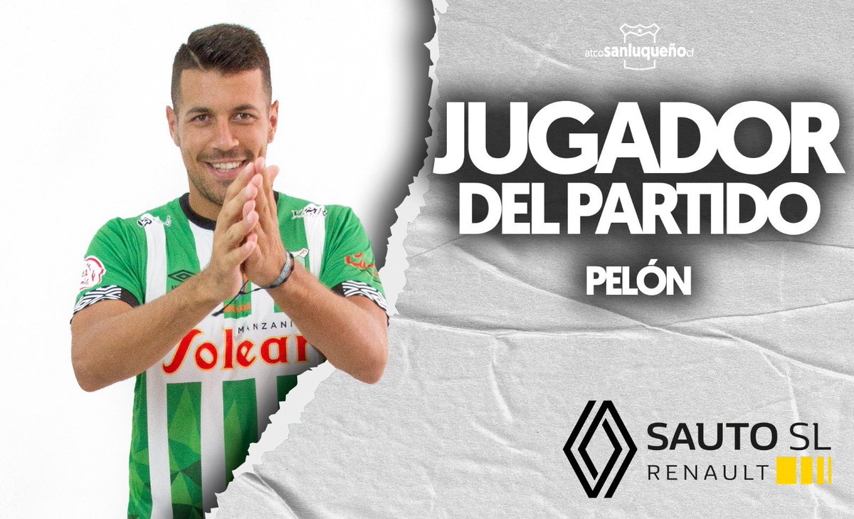 atcosanluqueno's tweet photo. 🚘🔝 @RotaSauto nos presenta al jugador del partido.

🤩 La alegría de volver a verlo sobre el verde de El Palmar no tiene precio. 

💚 ¡Gracias Renault por apoyar al equipo de la ciudad!

#HazañaSanluqueña https://t.co/yxoXHDCiYQ