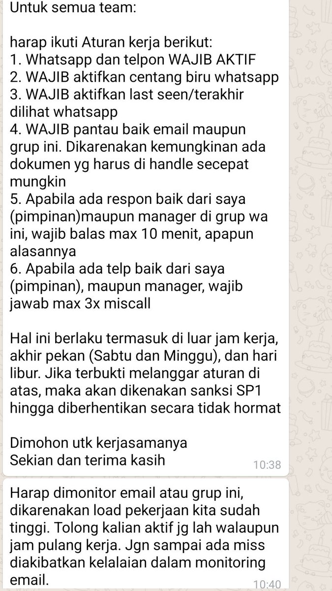 Dis! Aturan kerja yg sgt redflag