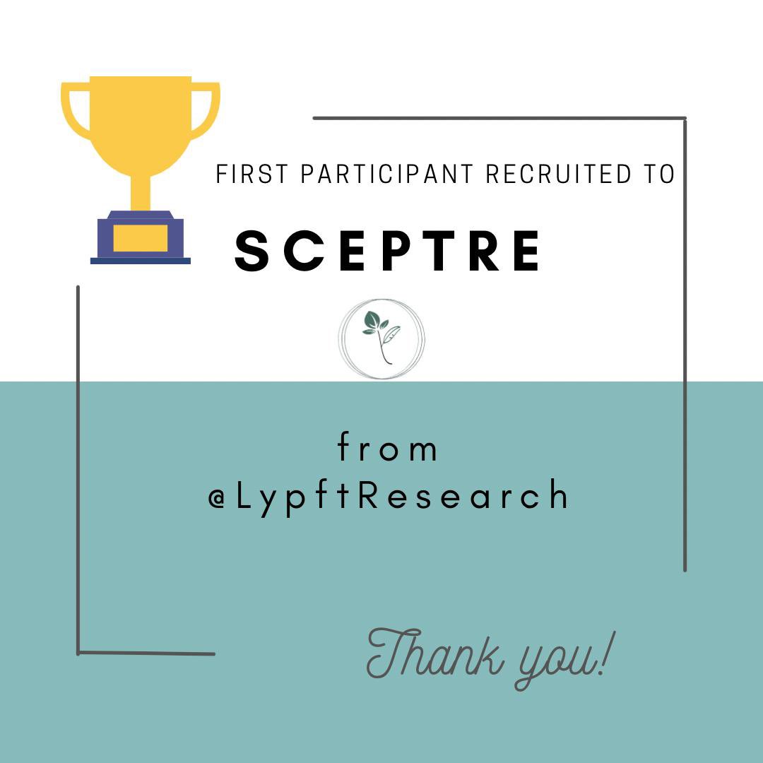 Delighted that our first participant has been recruited to SCEPTRE 🌟<a href="/LypftResearch/">LYPFT R&D</a>