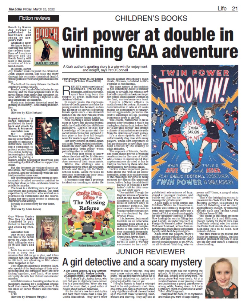 PetOConnell's tweet photo. A double helping of newly-published Irish children's books @echolivecork @OBrienPress @emmalarkinbooks @audreydowling @CrokeParkMice @Aoife_Dooley @LittleIslandBks https://t.co/1fMQWFwHFF