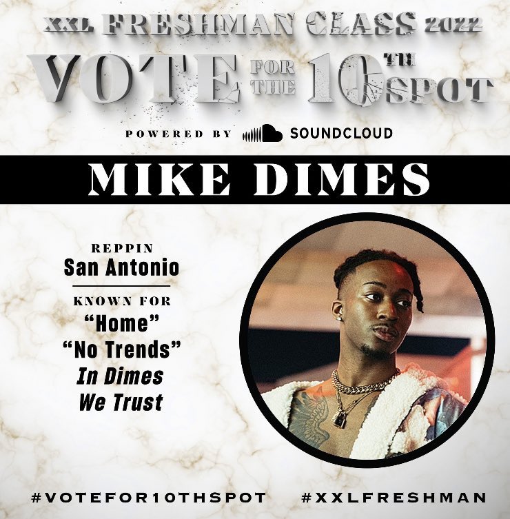 MikeDimez's tweet photo. 🏆 VOTE FOR XXL FRESHMAN 2022 

👤 @DoubleLambOG

➡️ VOTE HERE https://t.co/8GSym2h8Uw

Powered by @SoundCloud https://t.co/22PmpJox1P