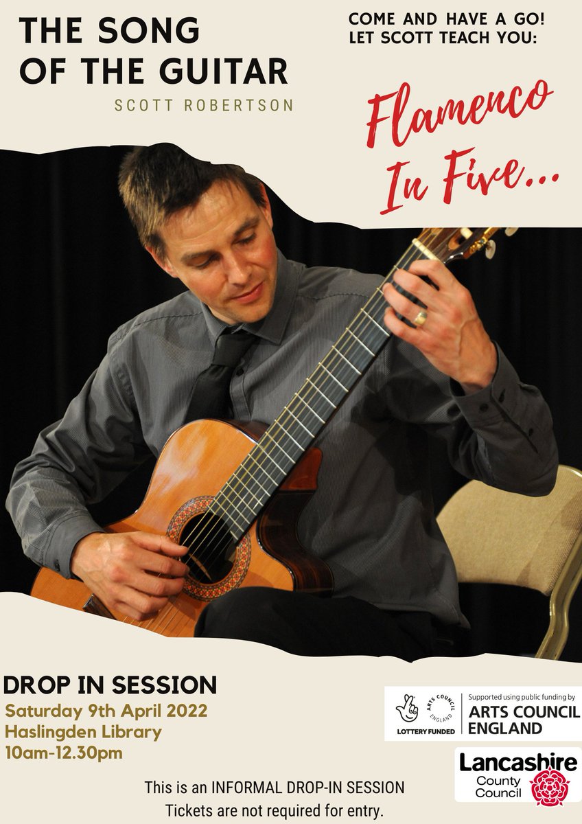 classicsbyscott's tweet photo. Join me this Saturday at Haslingden Library where I'll be playing amongst the bookcases, as a resident musician for the morning! I'll have a selection of left handed and right handed guitars, if u fancy picking up a guitar and having a go from 10am! @ace_national @LancsLibraries https://t.co/Lop0arXkh4