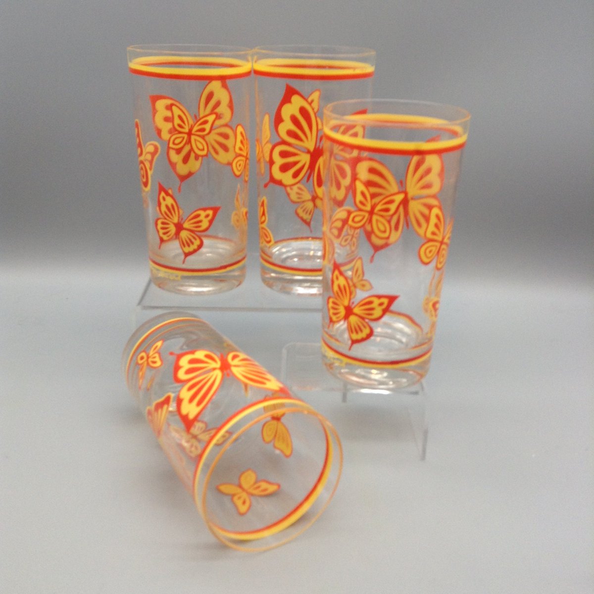 Excited to share the latest addition to my #etsy shop: Georges Briard Orange and Yellow Butterfly Tumblers etsy.me/36WWSl1 #orange #yellow #glass #georgesbraird #braird #orangeglass #yellowglass #butterflypattern #glasstumblers