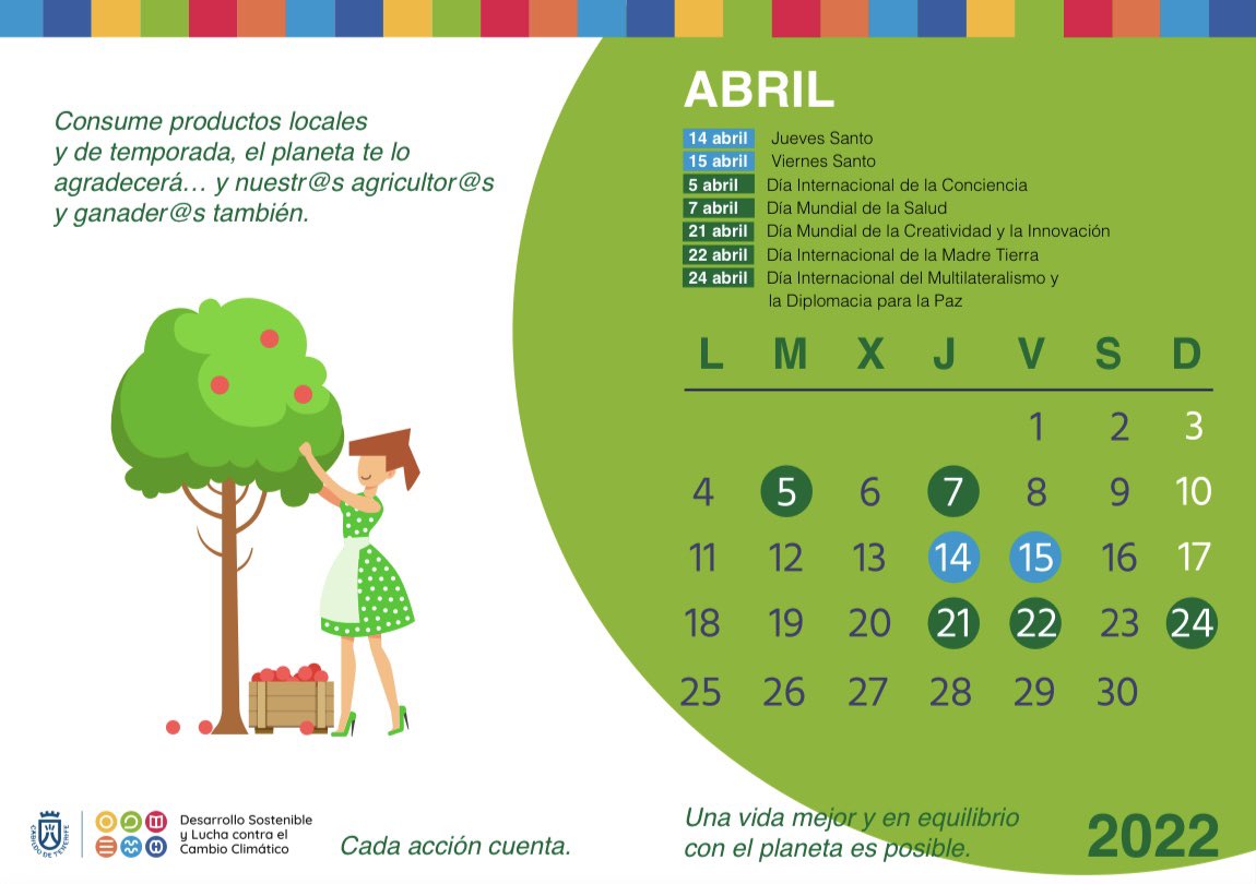 🌿¡Cada acción, cuenta!🌿

🗓Te dejamos los días en los que conmemoramos días importantes para el presente y futuro del planeta y de nuestra sociedad.

💪Seguimos trabajando