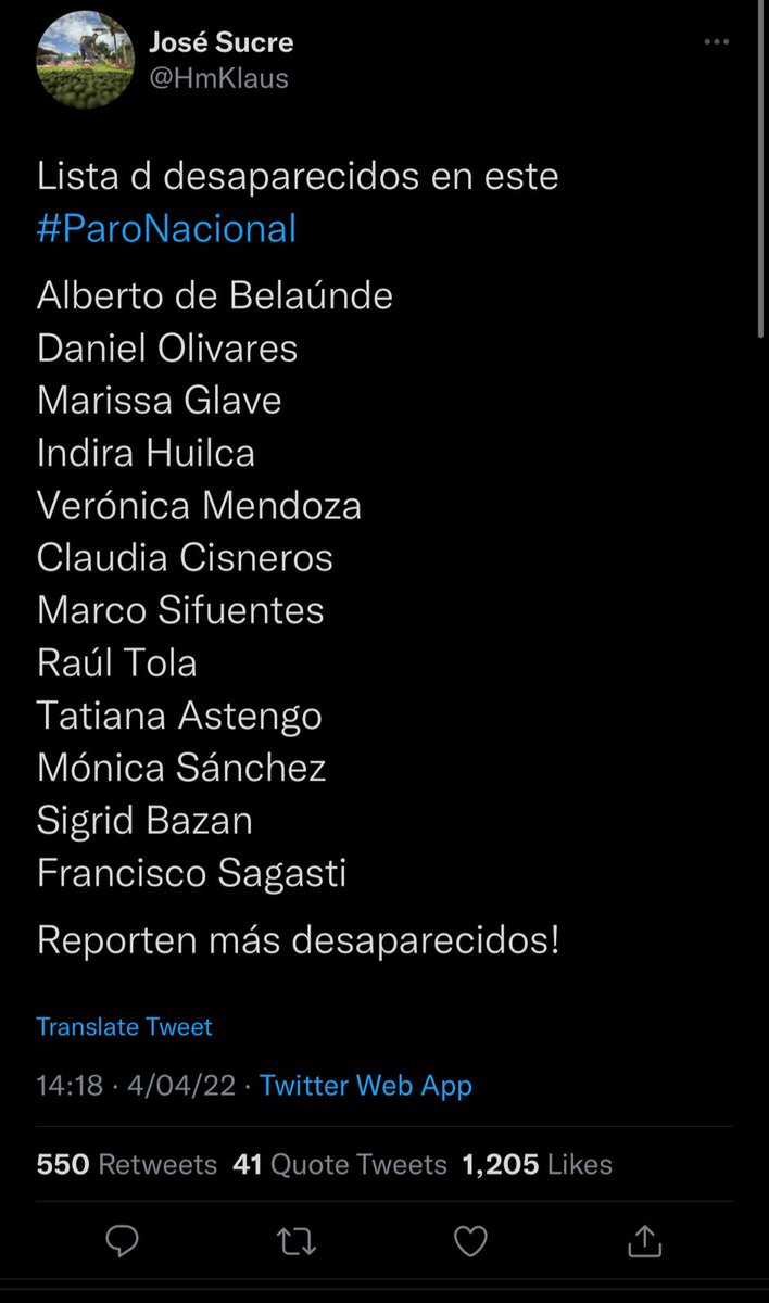 Alvaro X NFT (@nftalvaro) on Twitter photo Se buscan a todos estos desaparecidos para defender la democracia #TodosALaCalle #TodosALasCalles #FueraCastillo #Dictadura #cojudignos
<a href="/PolloFarsantePe/">Beto Ortiz</a>
<a href="/laencerronaperu/">La Encerrona</a> 🤡
<a href="/esquinabaja/">Carla García B 💚</a>
PD : Hay que sumar a la lista a Guzmán y a Gorriti Se buscan a todos estos desaparecidos para defender la democracia #TodosALaCalle #TodosALasCalles #FueraCastillo #Dictadura #cojudignos
<a href="/PolloFarsantePe/">Beto Ortiz</a>
<a href="/laencerronaperu/">La Encerrona</a> 🤡
<a href="/esquinabaja/">Carla García B 💚</a>
PD : Hay que sumar a la lista a Guzmán y a Gorriti