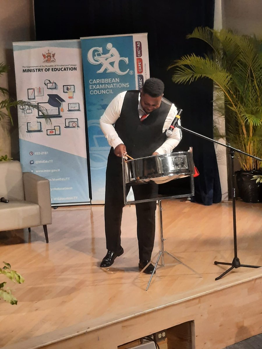 MoEduTT's tweet photo. Mr. Marcus C. Baptiste, Music Teacher at Northern College serenades our audience with the sweet music of our national instrument at the Launch of the Data Intelligence Gateway.
#TransformingEducation #MoEduTT #DigitalTransformarion #DataIntelligence https://t.co/rTuWKfKXGI