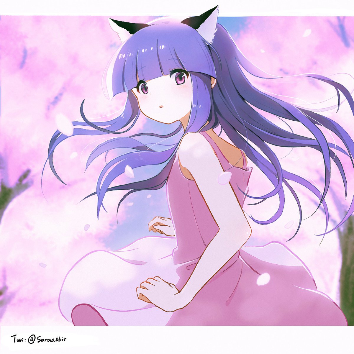 Soraabbit's tweet photo. 背景ありVer 🌸
＃古手梨花　#ひぐらしのなく頃に  ＃イラスト https://t.co/j4aF0lv4jC