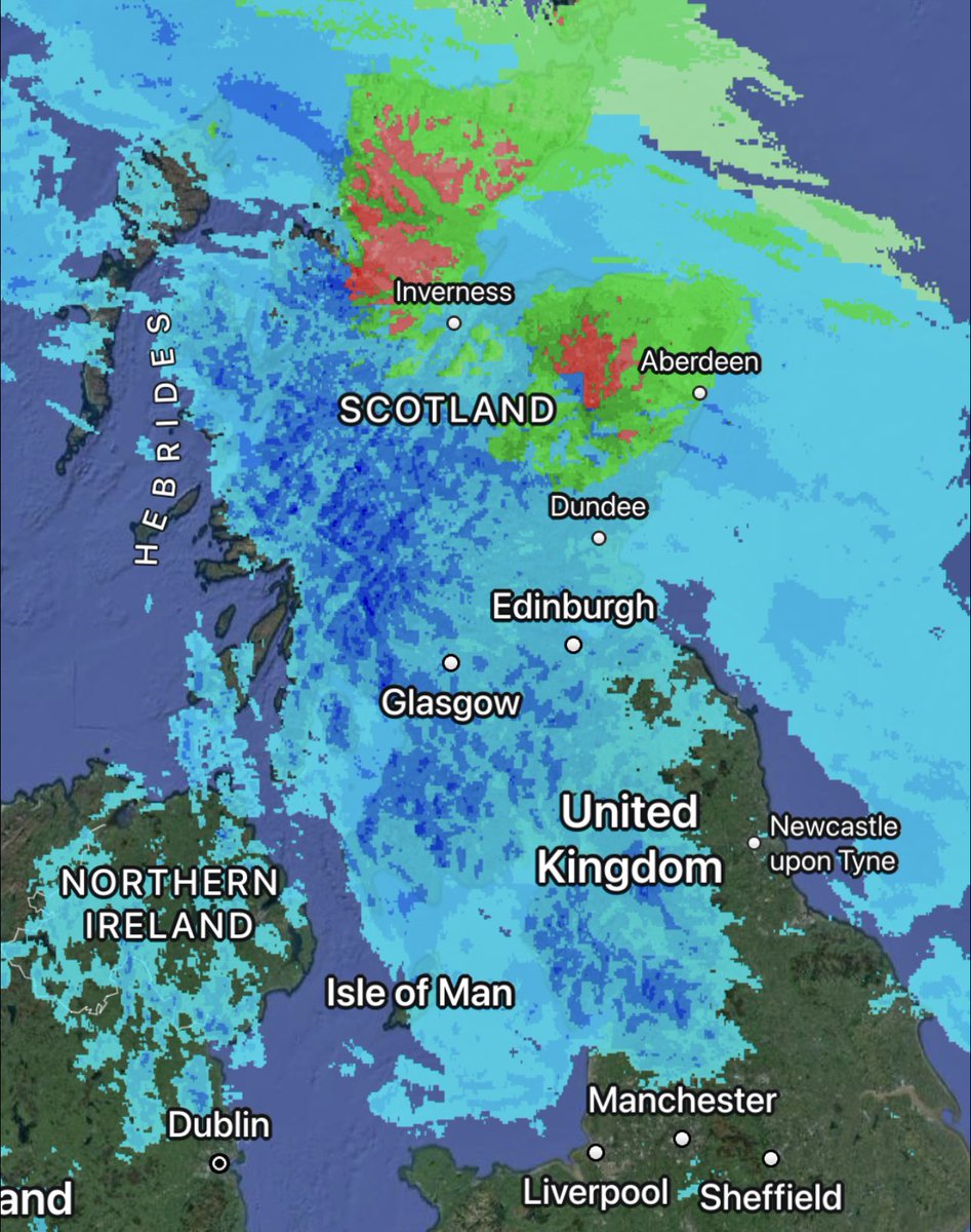 WindyWilson88's tweet photo. WEATHER CHECK 

Windy says mon then. What you got WEATHER wise ???

🔵 Rain 
🟢 Sleet 
🔴 Snow 

Ping me back a Tweet and a photo please ???

#WeatherCheck #Snow #Sleet #Rain #Scotland #WindysWeatherCheck https://t.co/42TH8MlJwy