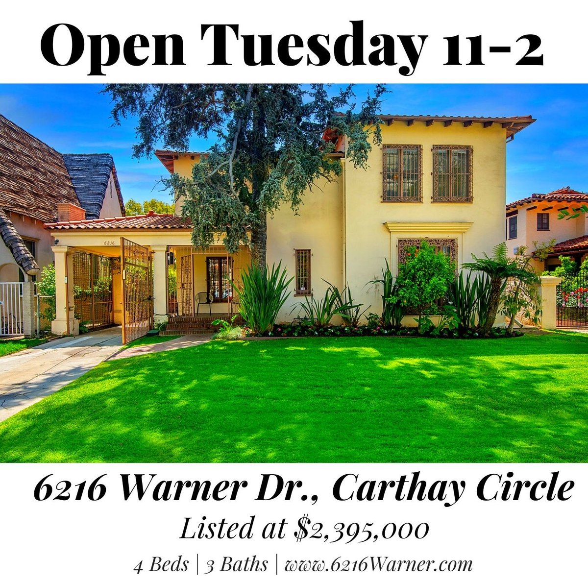 PeteBuonocore's tweet photo. OPEN TODAY 11-2 | 6216 Warner Dr. #CARTHAY CIRCLE, 4+3+Pool, 2,815 sqrft, $2,395,000.
Alluring, 1923 2-story, gated Mediterranean home. https://t.co/CA5t521Z8T #realestate #realtor #realtorlife #openhouse #losangeles #beverlyhills #miraclemile #tuesday #LA #luxurylife #Socal https://t.co/ypcRyaCnWc