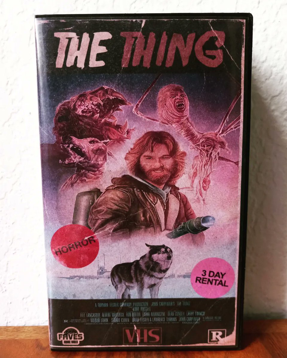 VideoFaves's tweet photo. THE THING, a redesign we did with collaboration from Chelsea Lowe. Love this movie so Much! 📼 
#thething #kurtrussell #80s #Trending #TweetoftheDay #VHS #johncarpenter #Nostalgia #Retro 
#HorrorCommunity #horror #HorrorMovies #scary https://t.co/gsimCBNjS9