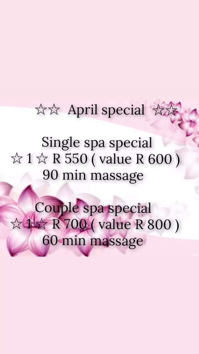 OClinique's tweet photo. Oriental Thai Healing massage clinique April special 
Please contact 0619226371
0613280141
994 Arcadia street Hatfield Pretoria https://t.co/4eLOd9j5P2