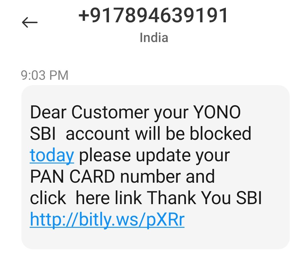 nvikamsey's tweet photo. @TheOfficialSBI @SBIyono_ 
Well I don't have an account with SBI and received this msg.... https://t.co/RK1ZsR6vTw
