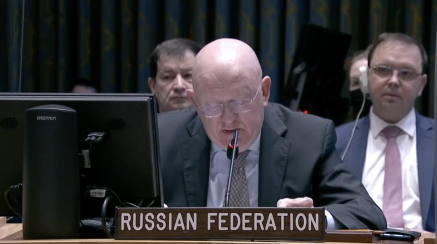 RussiaUN's tweet photo. #Nebenzia raising a point of order at SC meeting on #Ukraine: I'd like to voice our protest with regard to how the British🇬🇧 Presidency treated 2⃣our requests for UNSC meeting to discuss heinous provocation of Ukrainian radicals in #Bucha. 
#UKFailedToLead
https://t.co/fswzudJUHy https://t.co/AcjwesXfkK