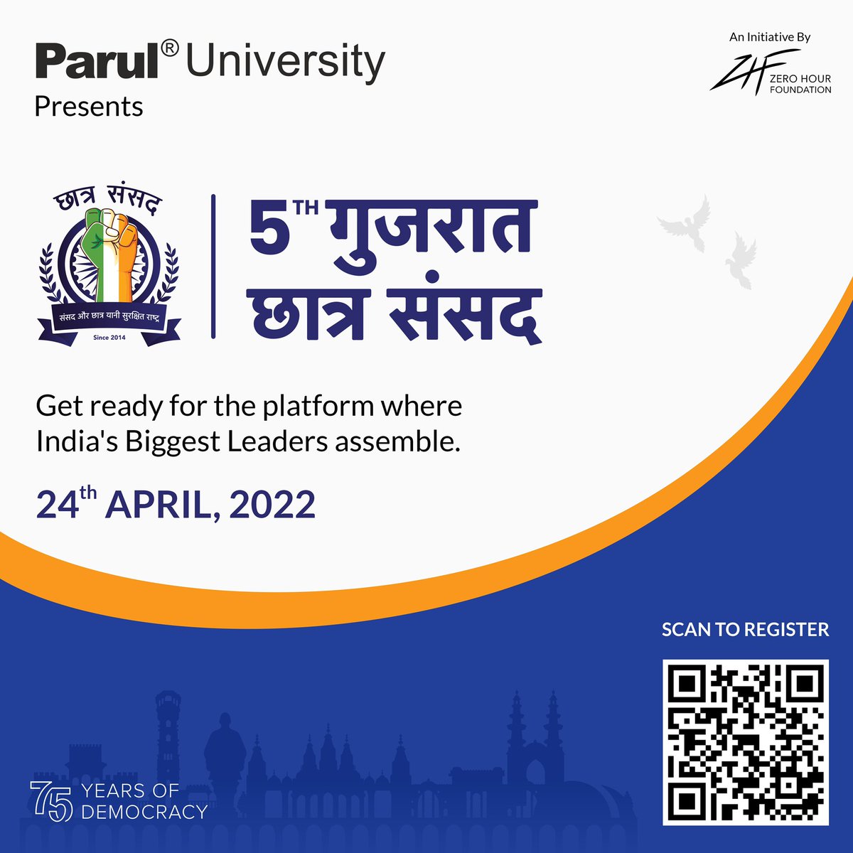 ParulUniversity's tweet photo. The biggest leadership stage in Gujarat’s history is here!

The 5th Gujarat Chhatra Sansad will see the who’s of who of diverse fields assemble to interact with the dynamic youth of today.

On 24 April, at Parul University, the nation will come together.

@CsindiaOfficial #gcs https://t.co/Qb4AzczOzq