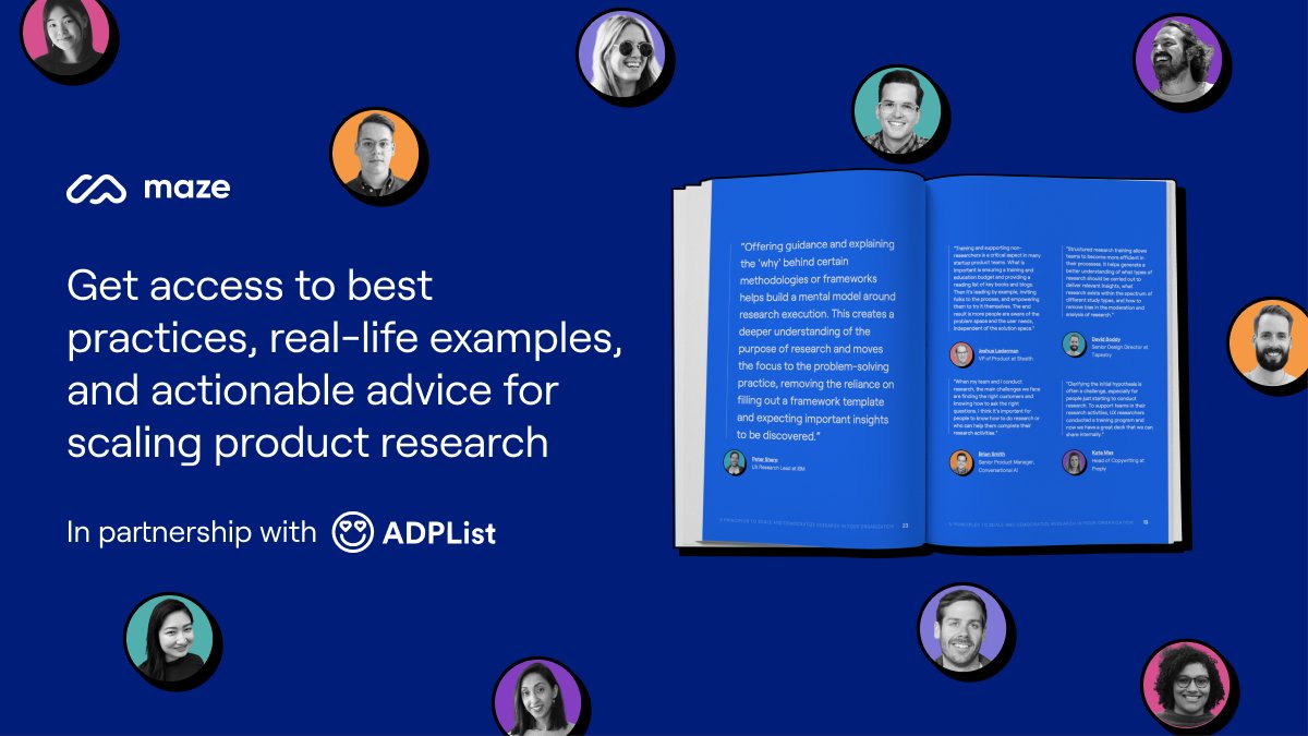 mazedesignHQ's tweet photo. Our newest playbook—Democratizing Research to Deliver Impact at Scale—includes best practices and actionable advice from over 30 UX leaders and mentors from @ADPList  

Get it now if you haven’t already 🤭 ⤵️

[https://t.co/3Za93JRcqD] https://t.co/FPDzVa047e