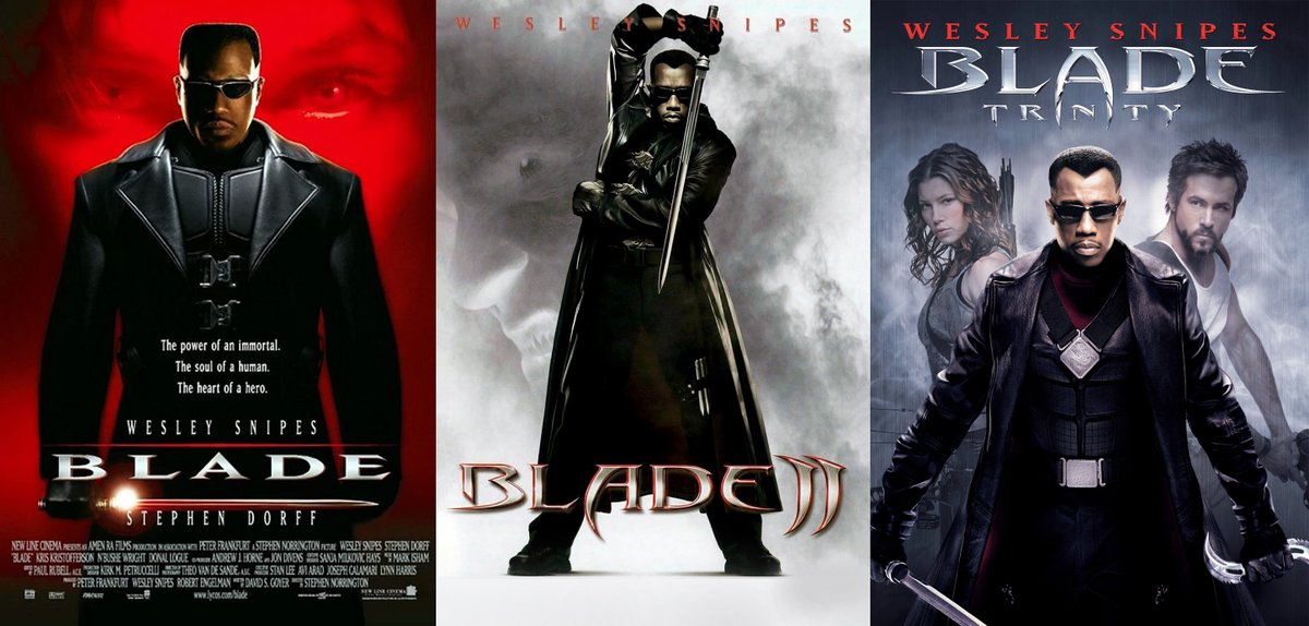 netflix's tweet photo. Wesley Snipes changed the game with this comic book franchise. 

The Blade trilogy is now on Netflix https://t.co/thLmmkhmJP