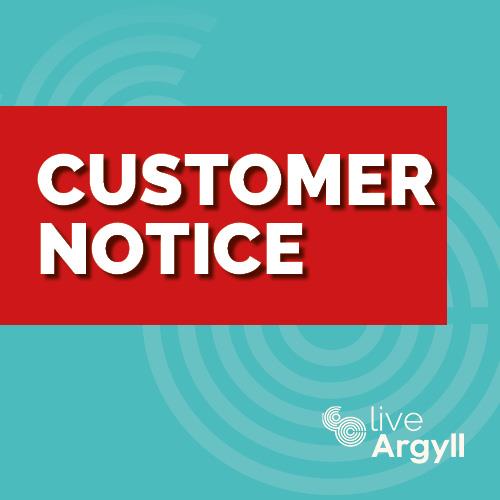 📢Customer Notice

Tarbert Library will be closing at 5.30 tonight

Apologies for any inconvenience.