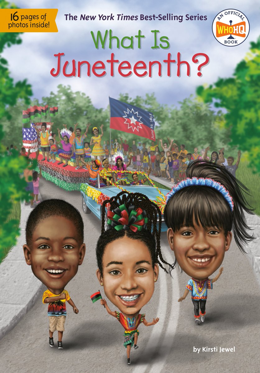 Happy #BookBirthday to WHAT IS JUNETEENTH by @shesgotthemic & WHO HQ, illus. by Manuel Gutierrez! Young readers can discover more about Juneteenth, the important holiday that celebrates the end of chattel slavery in the United States.