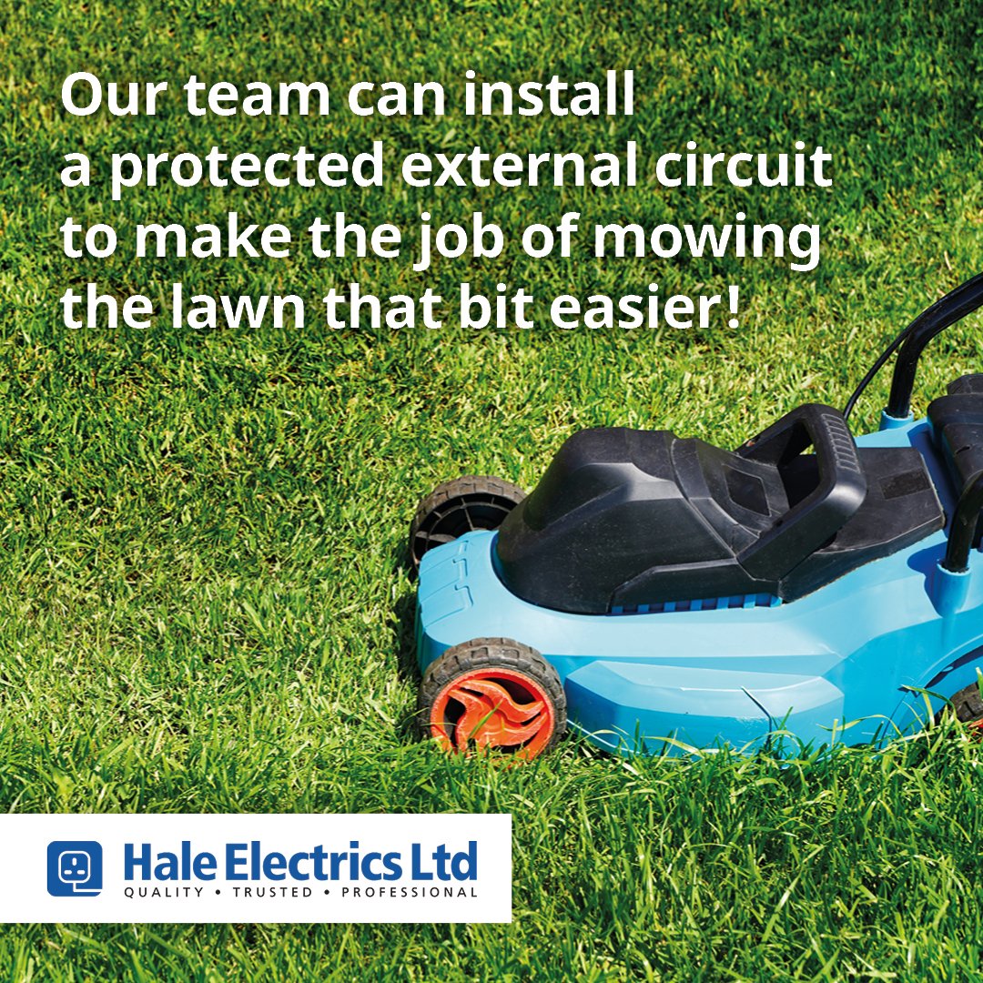 Hale_Electrics's tweet photo. Spring is finally here in full force 🌼 and we're in no doubt that your garden is either looking like it needs a mow, or already has had a couple of cuts! ✂️

Did you know that our team are available to install you a proper, protected external circuit to avoid the need for  ... https://t.co/2ldweCWnOQ