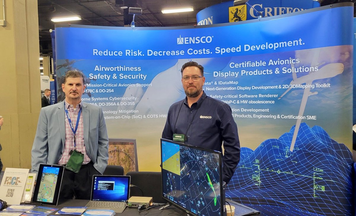 ENSCO_Inc's tweet photo. That’s a wrap - a great 2022 Army Aviation Mission Solutions Summit in Nashville! Learn more about ENSCO’s Avionics Engineering & Certification Services https://t.co/6qpDiGt3uF and Avionics Display Solutions https://t.co/QSS3rtT77j
#ENSCO #ENSCOAvionics #IData #22Summit https://t.co/lQfZma3XCR
