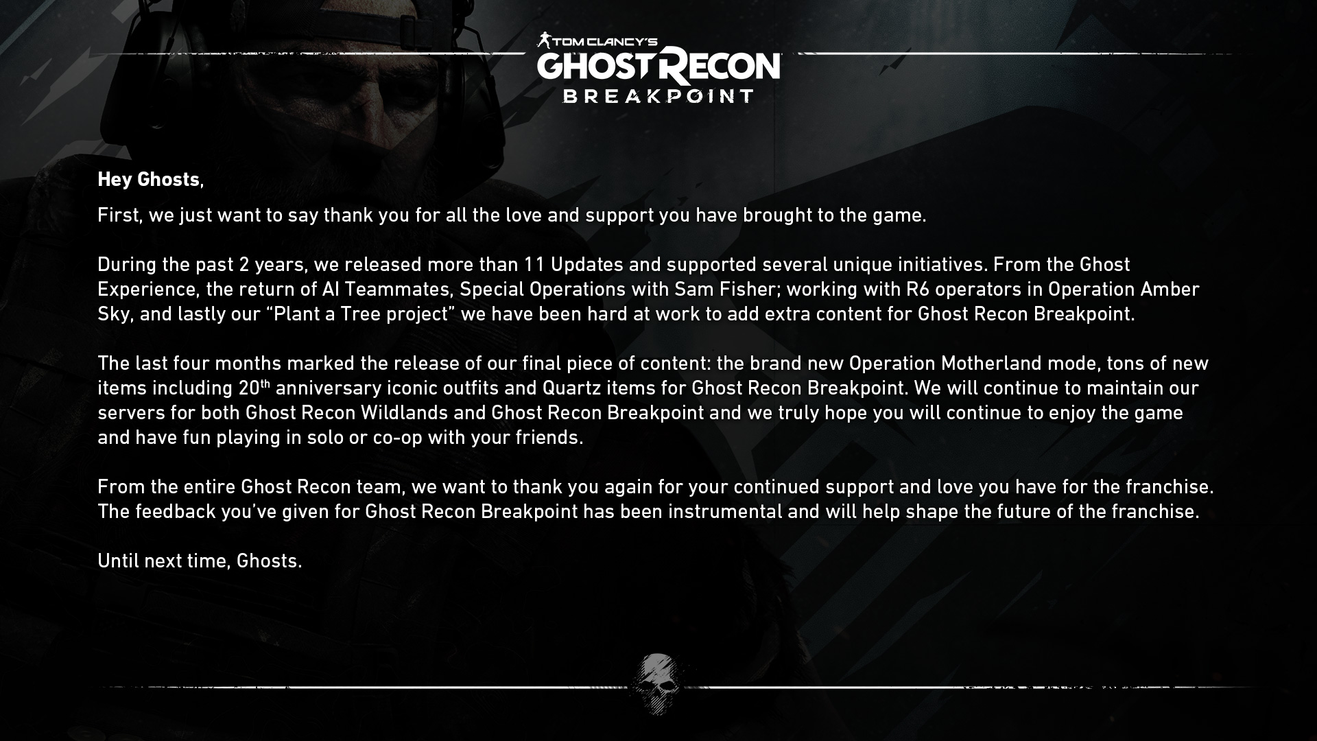 Ghost Recon on X: "Hey Ghosts, we have an important message we would like to share with all 👇 https://t.co/kYeyVWVtgi" / X